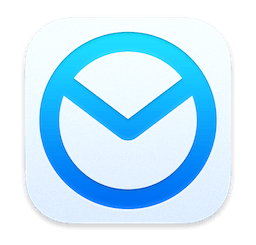 A square app icon with rounded corners, featuring a stylized clock symbol in shades of blue on a white background. The design is modern and minimalist, with the clock hands forming an abstract "M" shape.